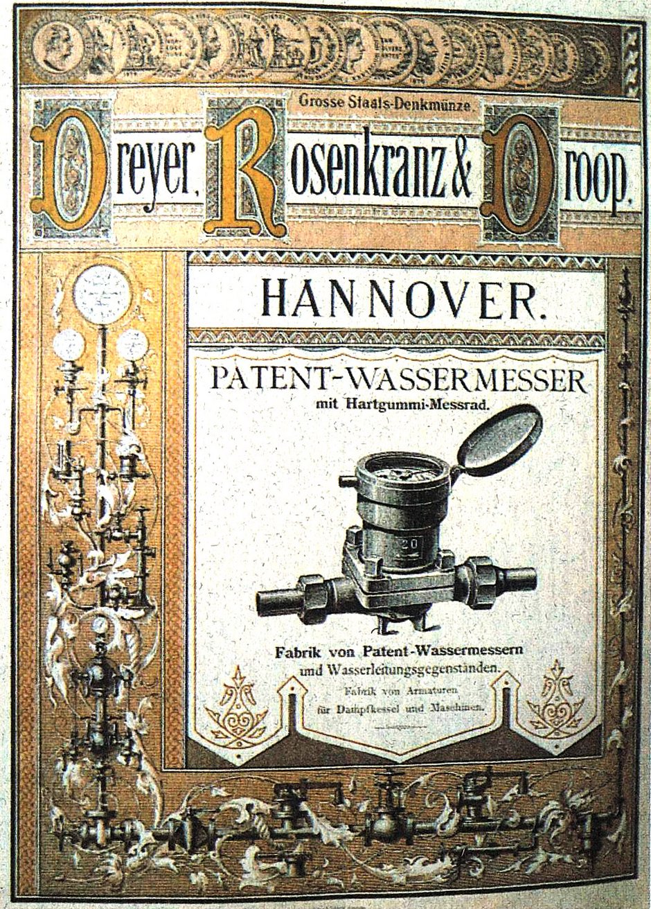Das Patent des Wassermessers mit Hartgummi Messrad.