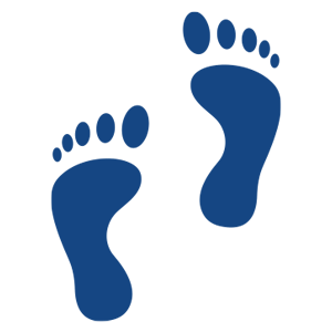 blaue Fußabdrücke